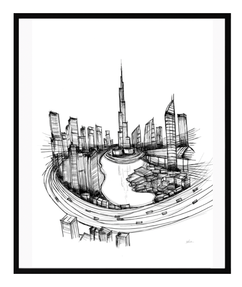 Downtown Dubai Hand Drawn Print