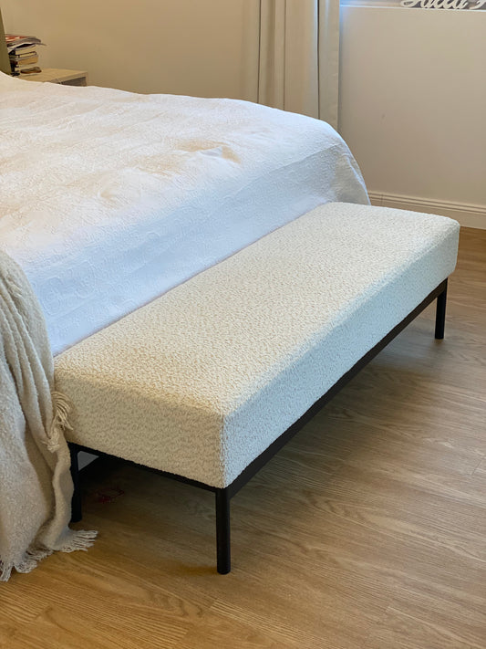 Boucle Fabric Bench